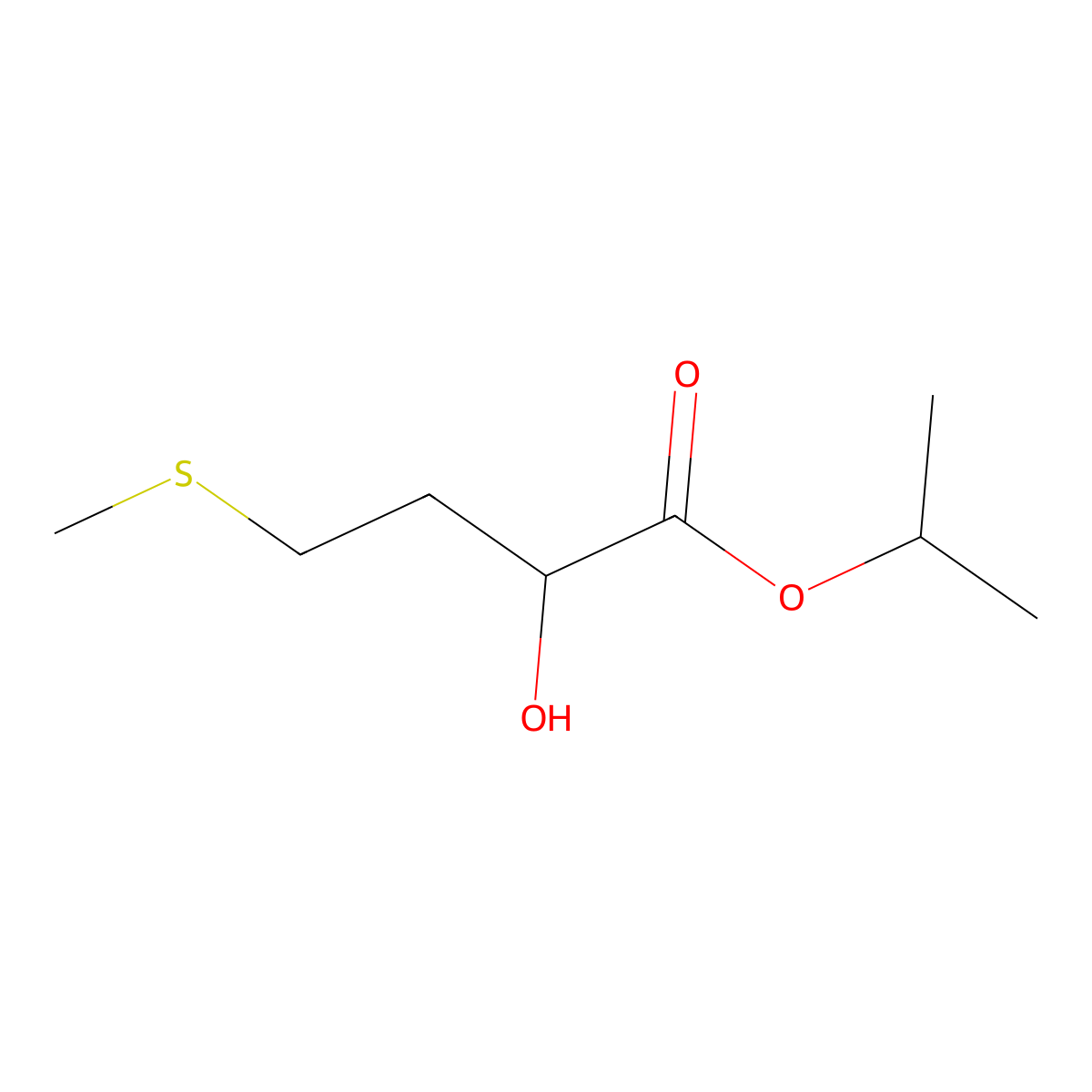 Propan-2-yl 2-hydroxy-4-(methylsulfanyl)butanoate molecular structure, CAS 57296-04-5
