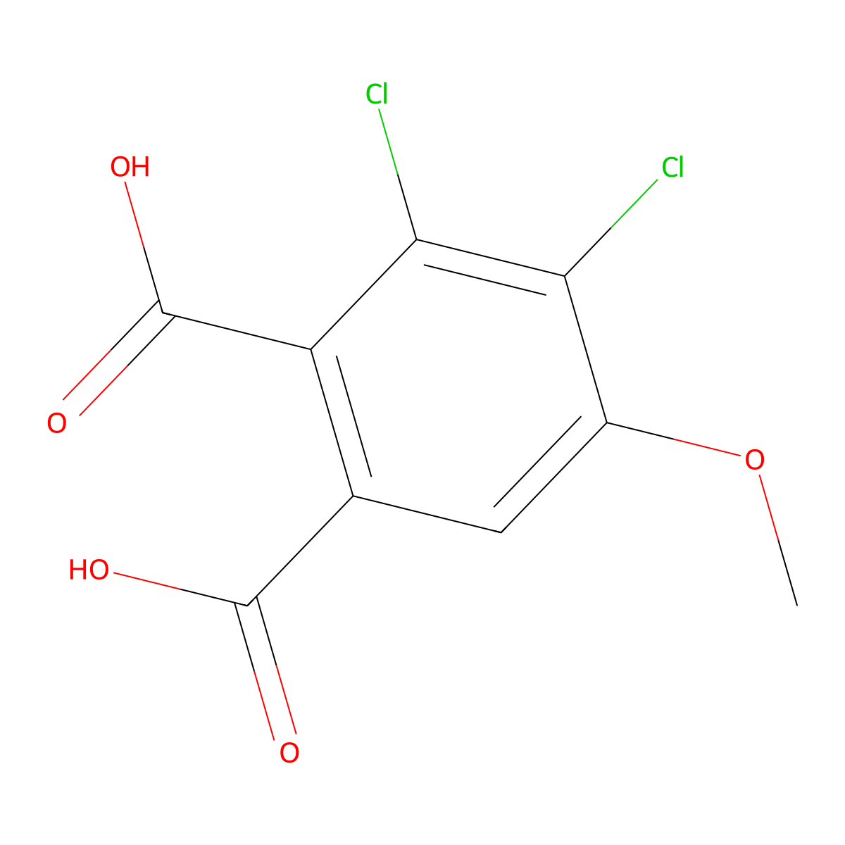 3,4-Dichloro-5-methoxybenzene-1,2-dicarboxylic acid molecular structure, CAS 57296-46-5
