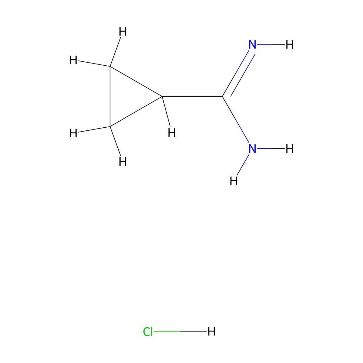 Cyclopropanecarboximidamide hydrochloride molecular structure, CAS 57297-29-7