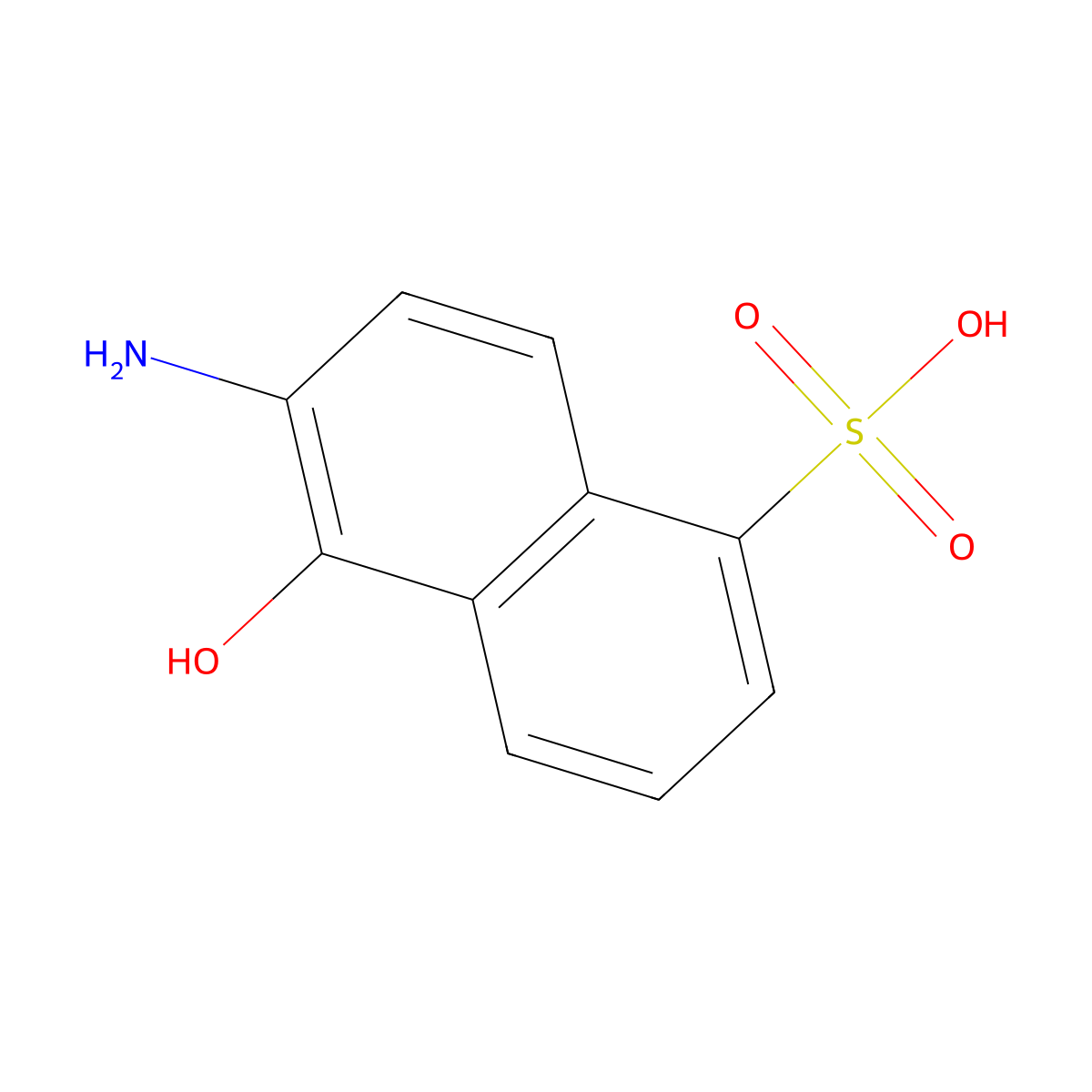 6-Amino-5-hydroxynaphthalene-1-sulphonic acid molecular structure, CAS 573-07-9