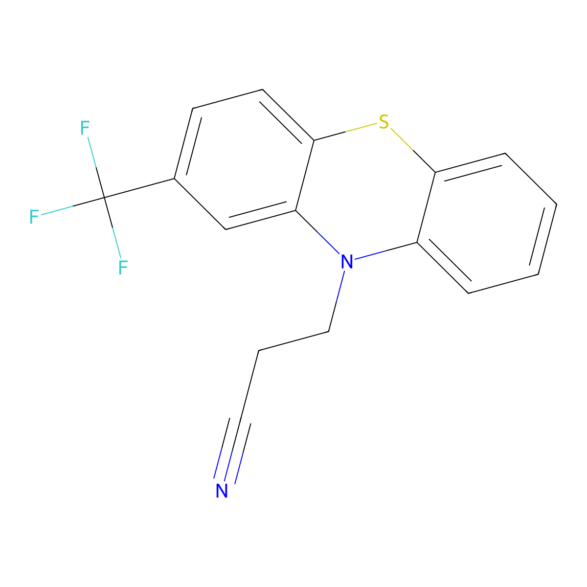 10H-Phenothiazine-10-propanenitrile, 2-(trifluoromethyl)- molecular structure, CAS 573-14-8