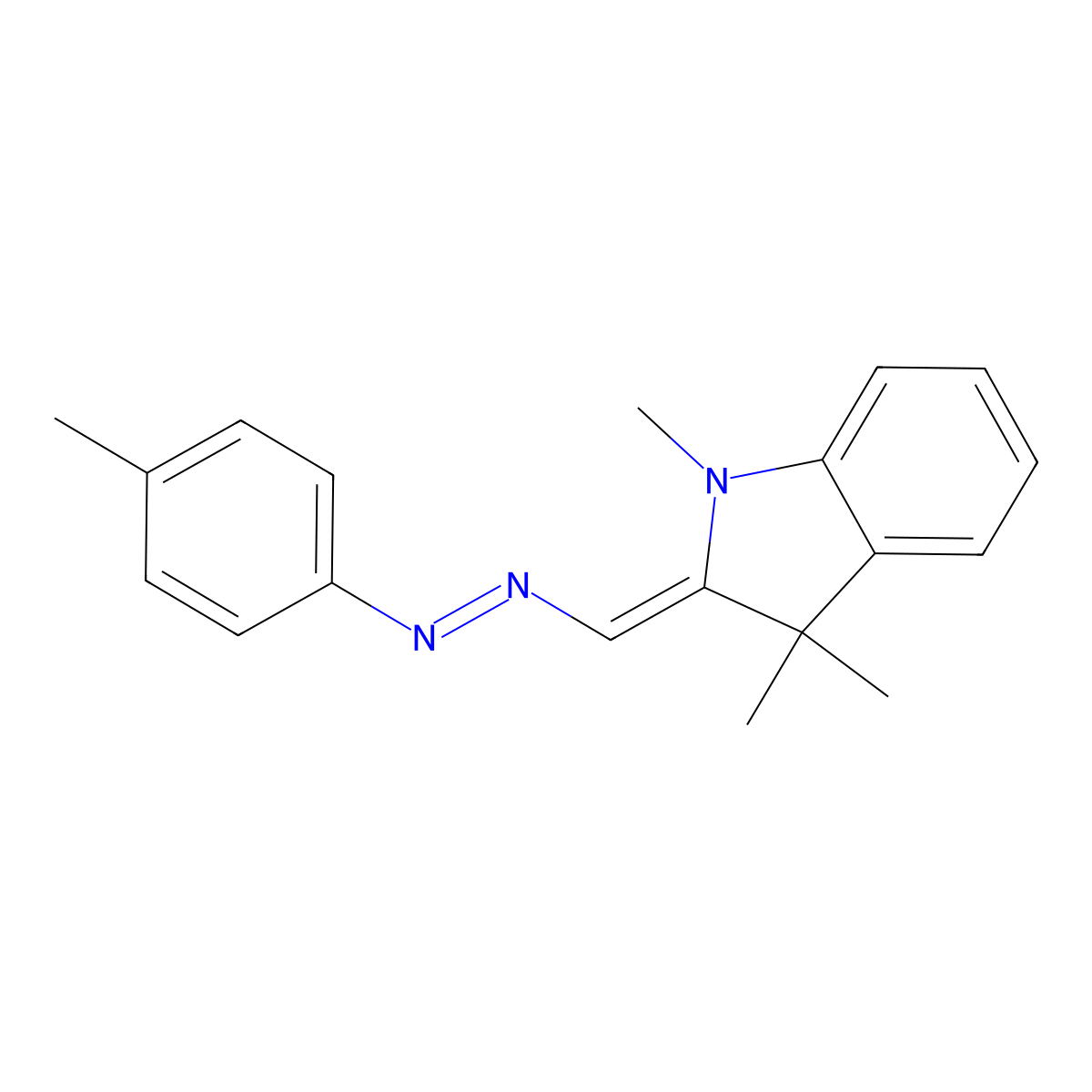 2,3-Dihydro-1,3,3-trimethyl-2-((2-(4-methylphenyl)diazenyl)methylene)-1H-indole molecular structure, CAS 57303-71-6