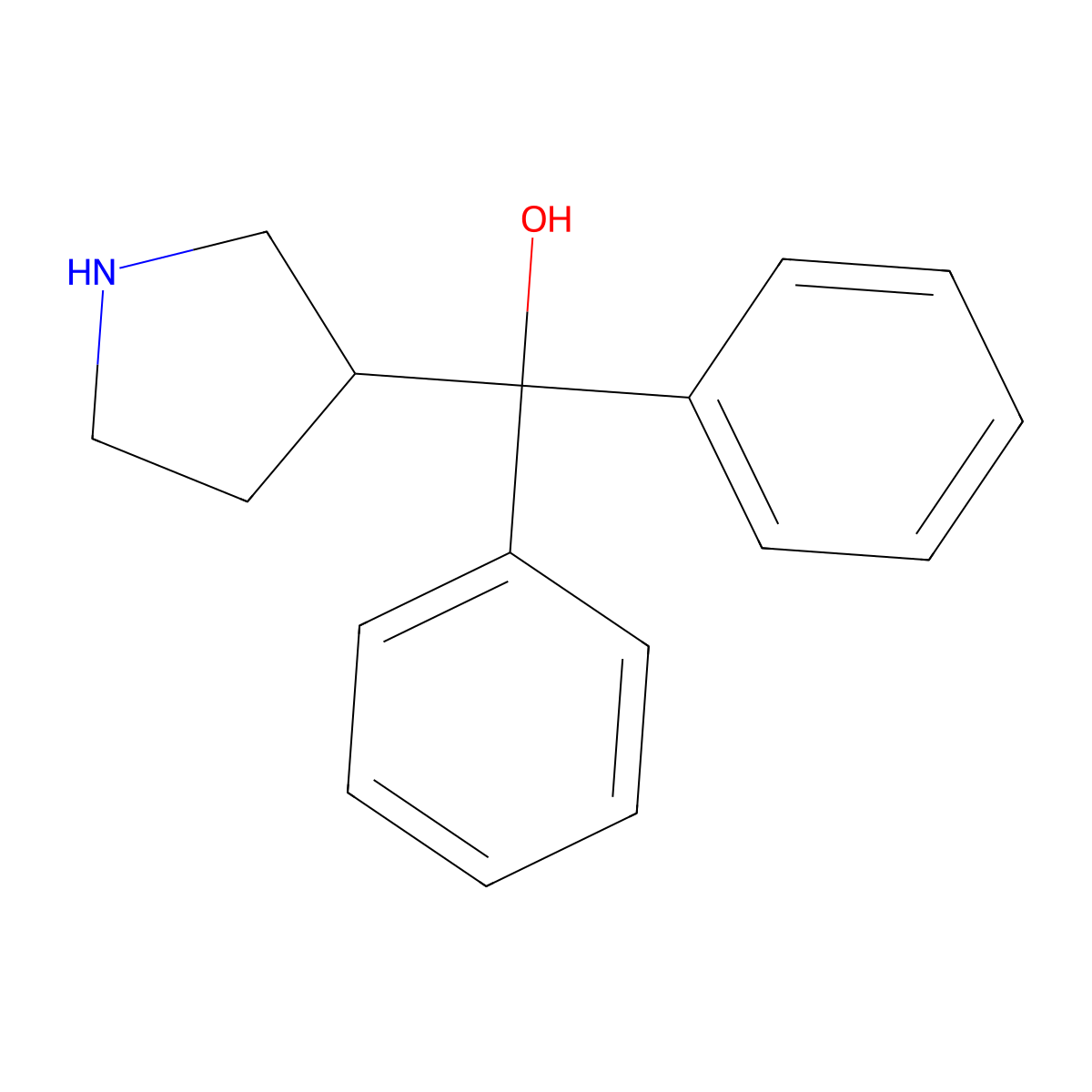 Diphenyl-pyrrolidin-3-YL-methanol molecular structure, CAS 5731-19-1