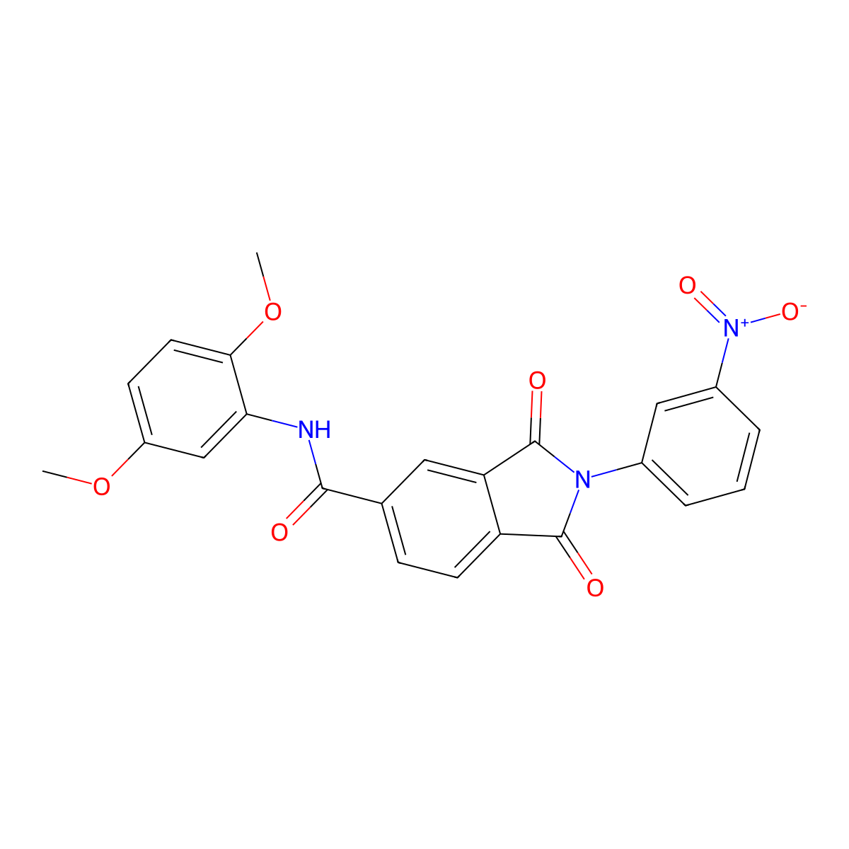 N-(2,5-dimethoxyphenyl)-2-(3-nitrophenyl)-1,3-dioxo-2,3-dihydro-1H-isoindole-5-carboxamide molecular structure, CAS 5731-34-0