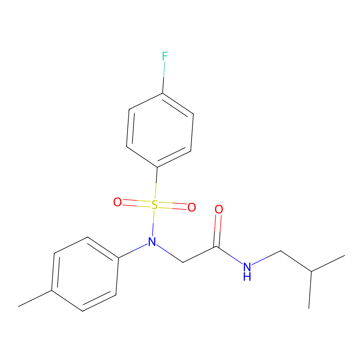 2-(N-(4-fluorophenyl)sulfonyl-4-methylanilino)-N-(2-methylpropyl)acetamide molecular structure, CAS 5731-35-1