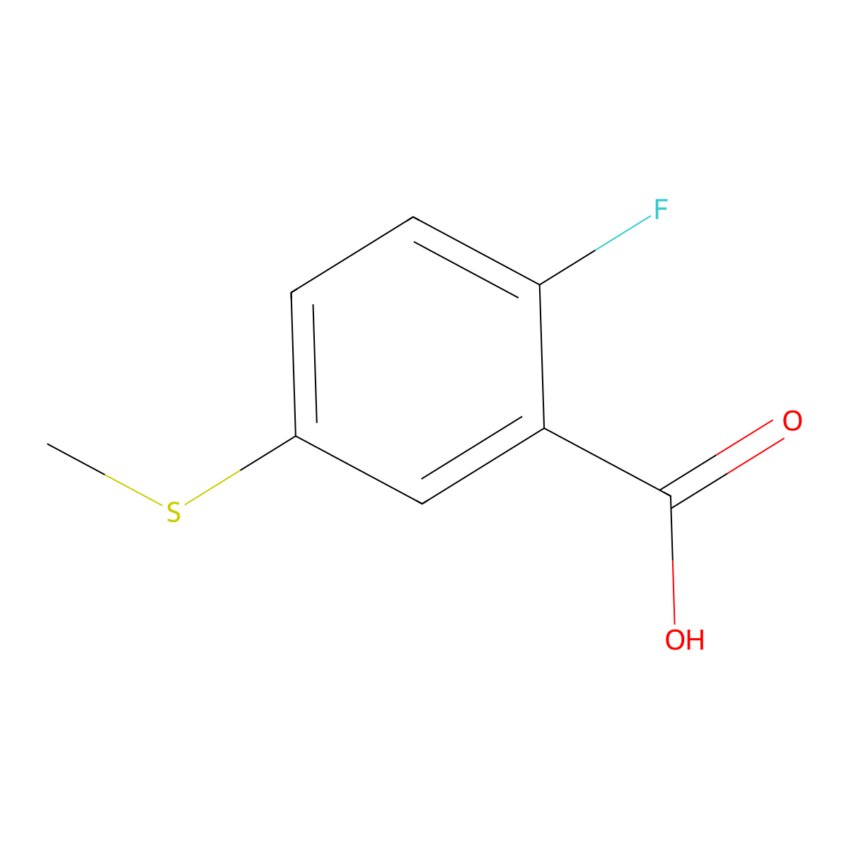 2-Fluoro-5-(methylthio)benzoic acid molecular structure, CAS 57318-98-6