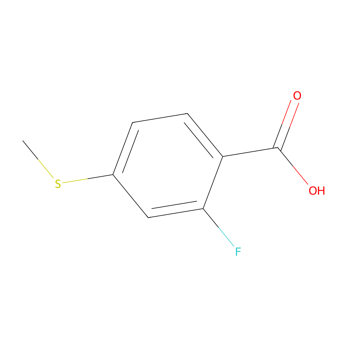 2-Fluoro-4-(methylthio)benzoic acid molecular structure, CAS 57319-21-8