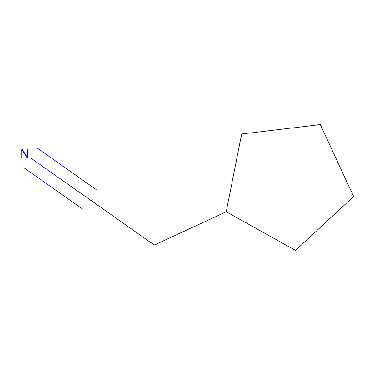 Cyclopentaneacetonitrile molecular structure, CAS 5732-87-6