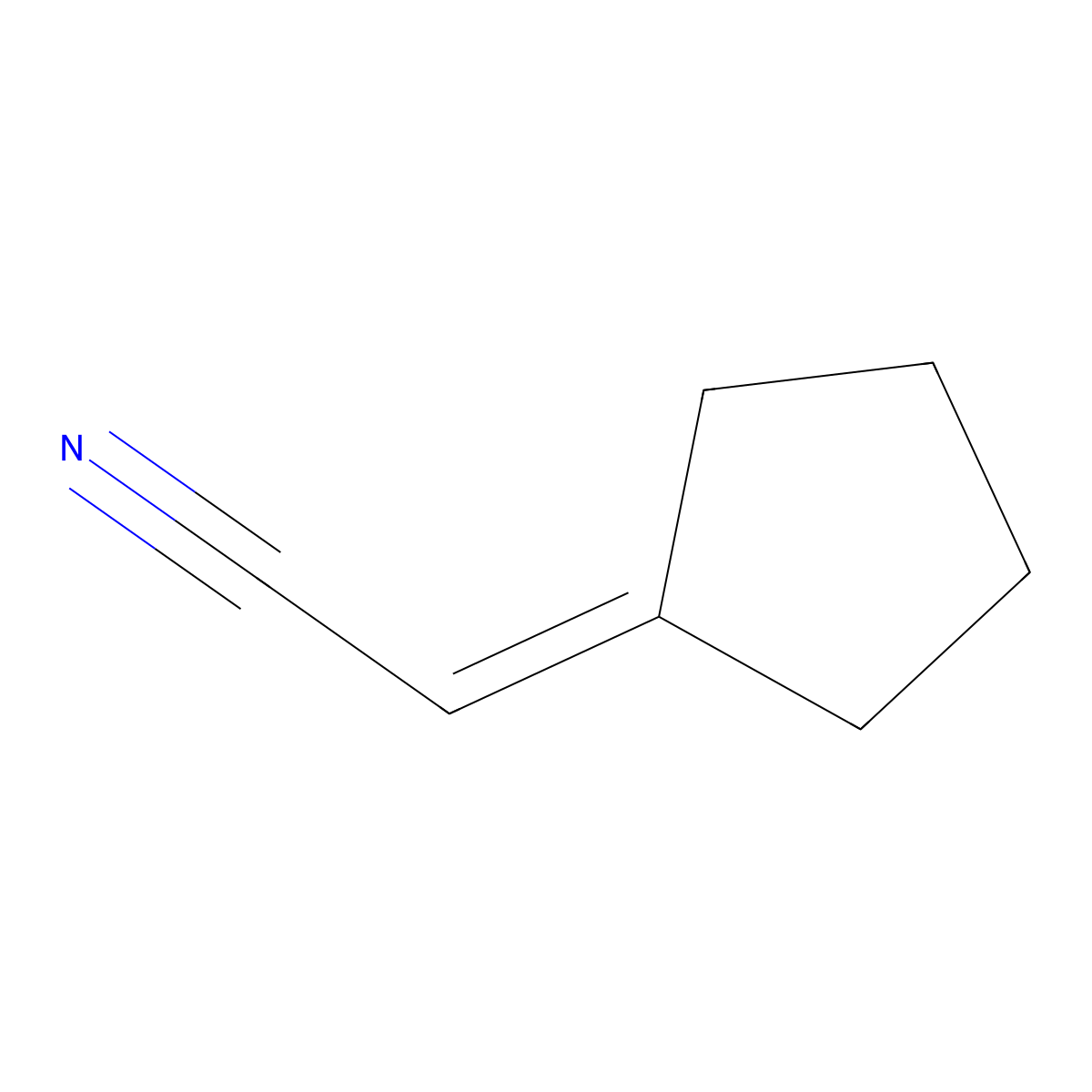 Cyclopentylideneacetonitrile molecular structure, CAS 5732-88-7