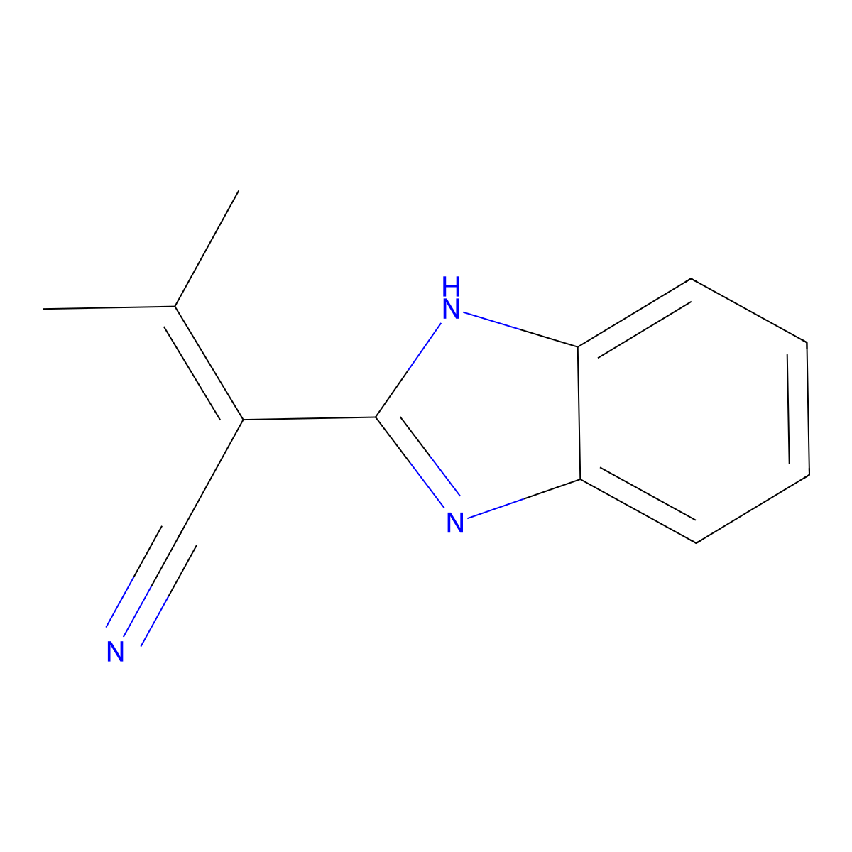2-(1H-benzimidazol-2-yl)-3-methylbut-2-enenitrile molecular structure, CAS 57320-11-3