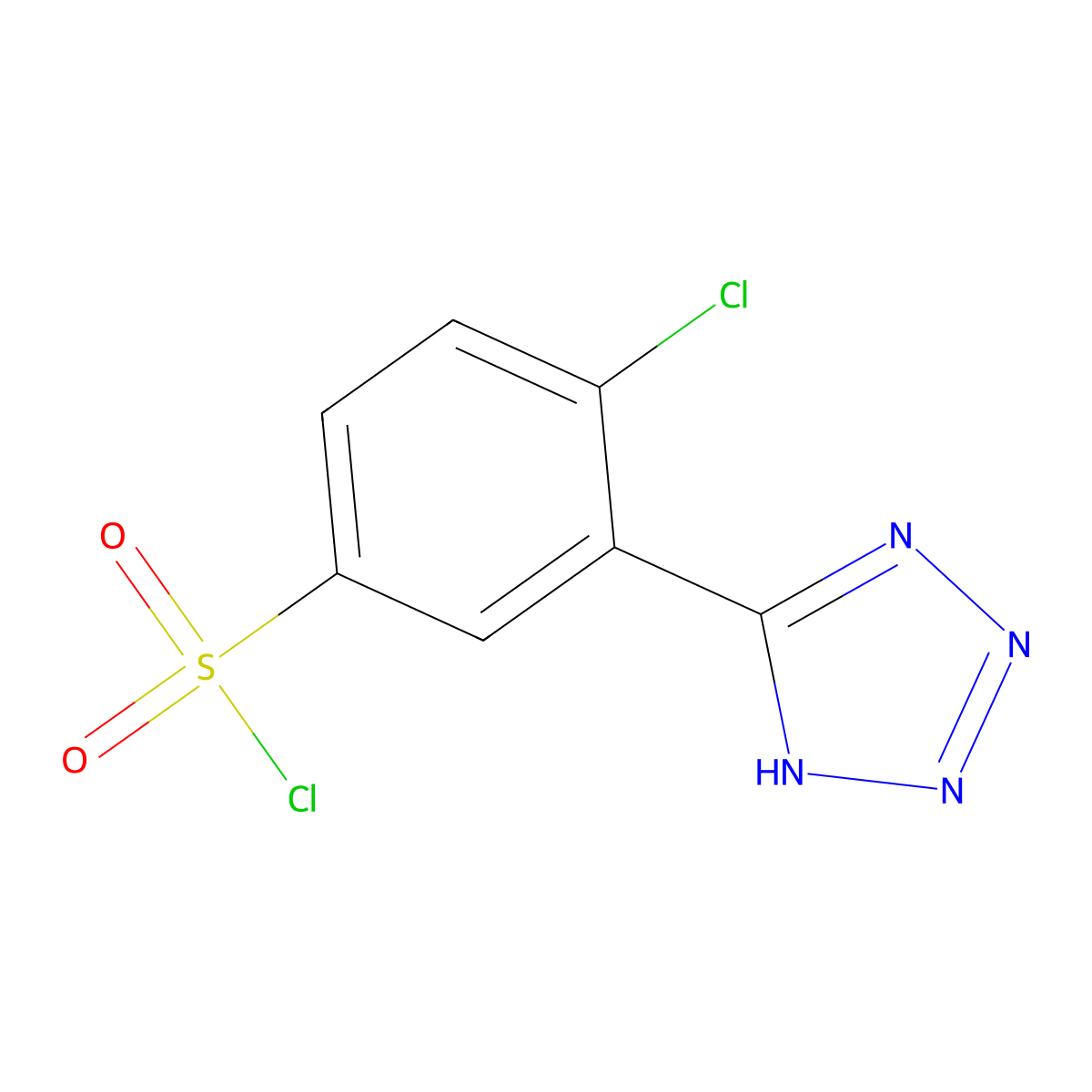 4-chloro-3-(1H-1,2,3,4-tetrazol-5-yl)benzene-1-sulfonyl chloride molecular structure, CAS 57320-76-0