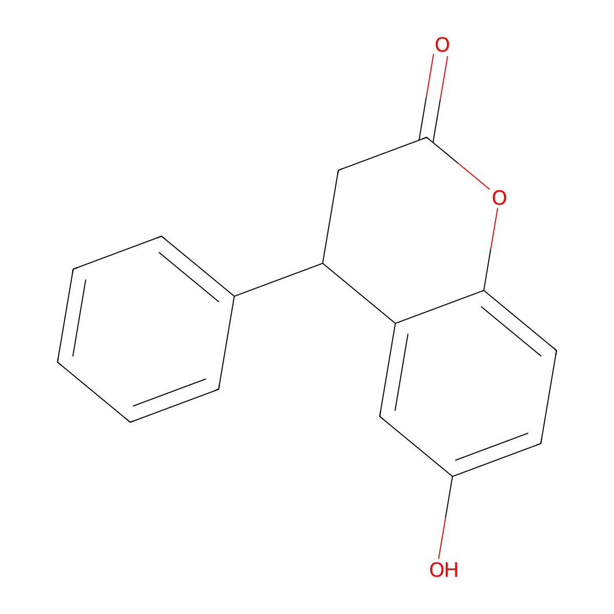 2H-1-Benzopyran-2-one, 3,4-dihydro-6-hydroxy-4-phenyl- molecular structure, CAS 57322-71-1