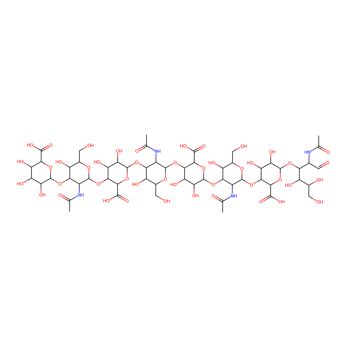 6-[3-Acetamido-2-[6-[3-acetamido-2-[6-[3-acetamido-2-[6-(2-acetamido-4,5,6-trihydroxy-1-oxohexan-3-yl)oxy-2-carboxy-4,5-dihydroxyoxan-3-yl]oxy-5-hydroxy-6-(hydroxymethyl)oxan-4-yl]oxy-2-carboxy-4,5-dihydroxyoxan-3-yl]oxy-5-hydroxy-6-(hydroxymethyl)oxan-4-yl]oxy-2-carboxy-4,5-dihydroxyoxan-3-yl]oxy-5-hydroxy-6-(hydroxymethyl)oxan-4-yl]oxy-3,4,5-trihydroxyoxane-2-carboxylic acid molecular structure, CAS 57323-43-0
