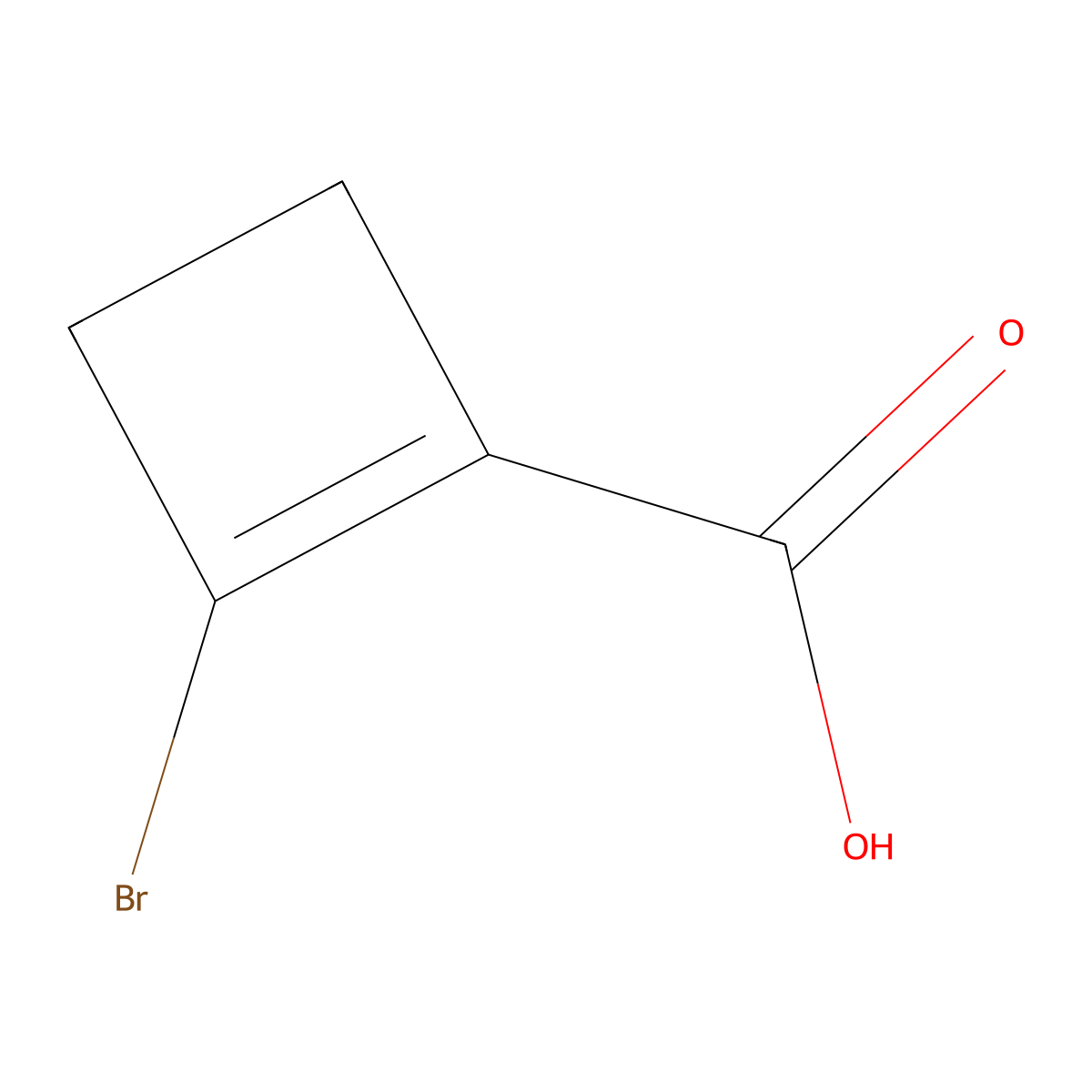 2-Bromocyclobut-1-ene-1-carboxylic acid molecular structure, CAS 57325-26-5
