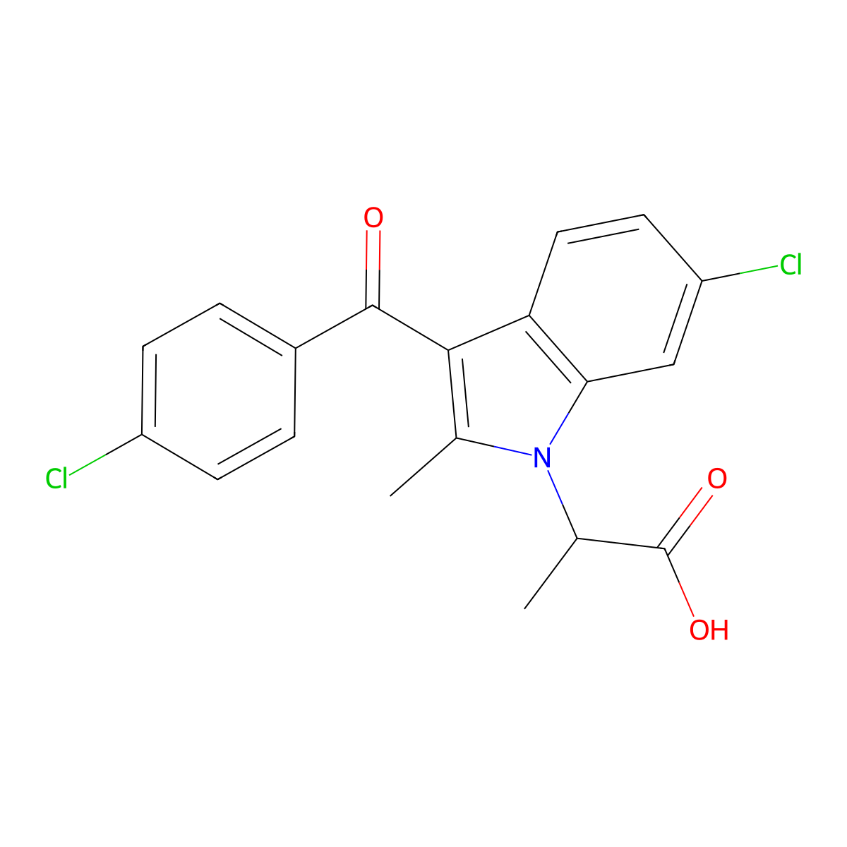Indole-1-acetic acid, 3-(p-chlorobenzoyl)-6-chloro-alpha,2-dimethyl- molecular structure, CAS 57329-97-2