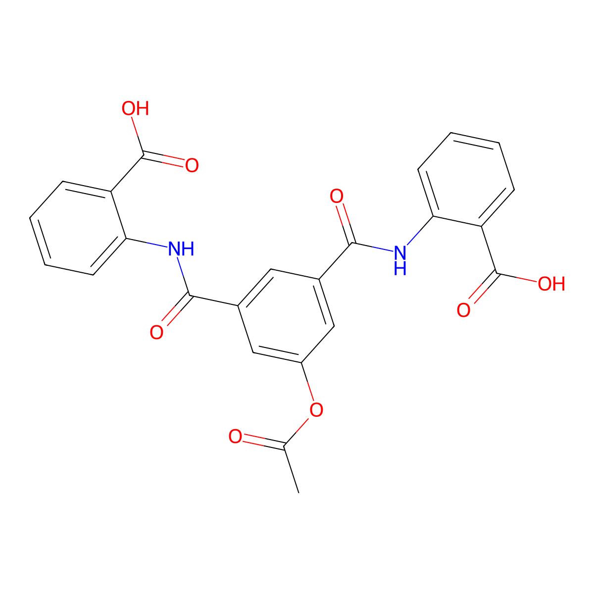2-[[3-Acetyloxy-5-[(2-carboxyphenyl)carbamoyl]benzoyl]amino]benzoic acid molecular structure, CAS 5733-29-9
