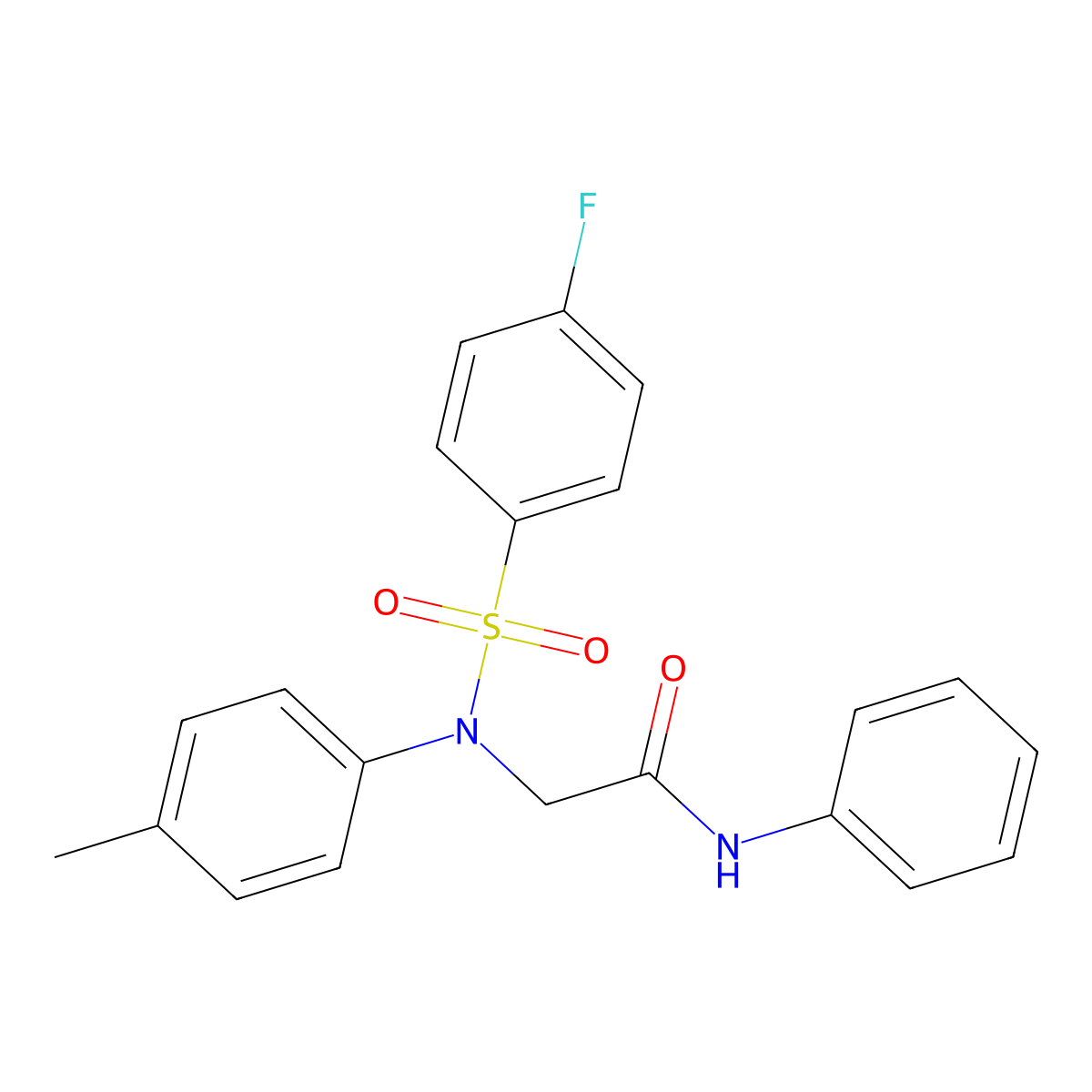 2-(N-(4-fluorophenyl)sulfonyl-4-methylanilino)-N-phenylacetamide molecular structure, CAS 5733-55-1