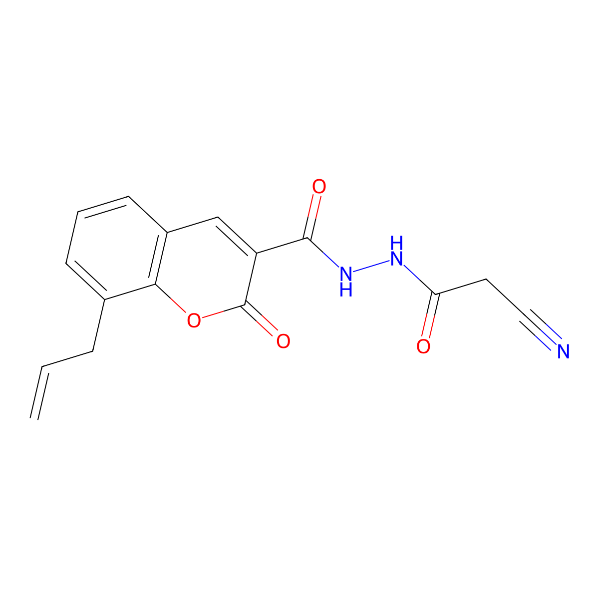 N'-(2-cyanoacetyl)-2-oxo-8-prop-2-enylchromene-3-carbohydrazide molecular structure, CAS 5733-65-3