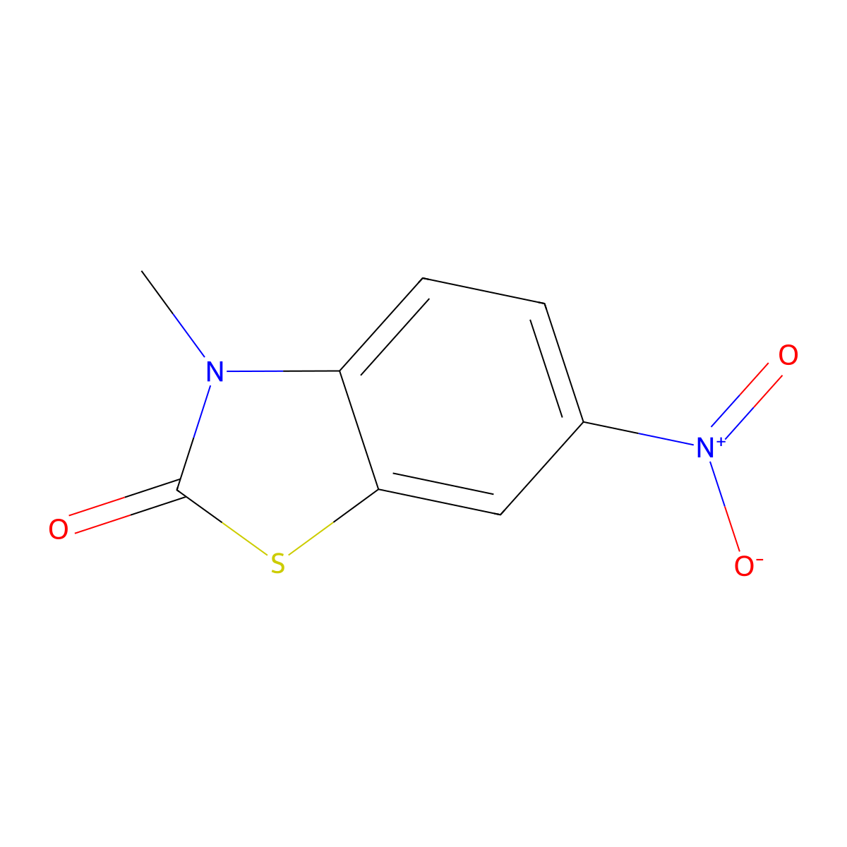 2(3H)-benzothiazolone, 3-methyl-6-nitro- molecular structure, CAS 57334-18-6