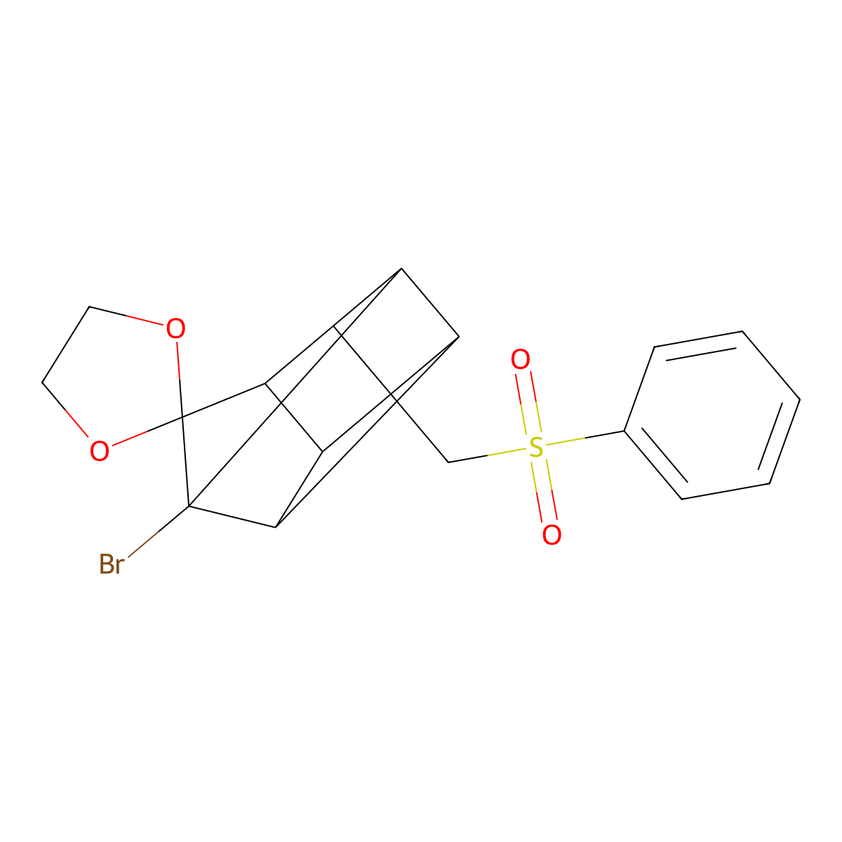 1-Bromo-4-[(phenylsulfonyl)methyl]spiro(1,3-dioxolane-2,9'-pentacyclo[4.3.0.0~2,5~.0~3,8~.0~4,7~]nonane) molecular structure, CAS 57337-45-8