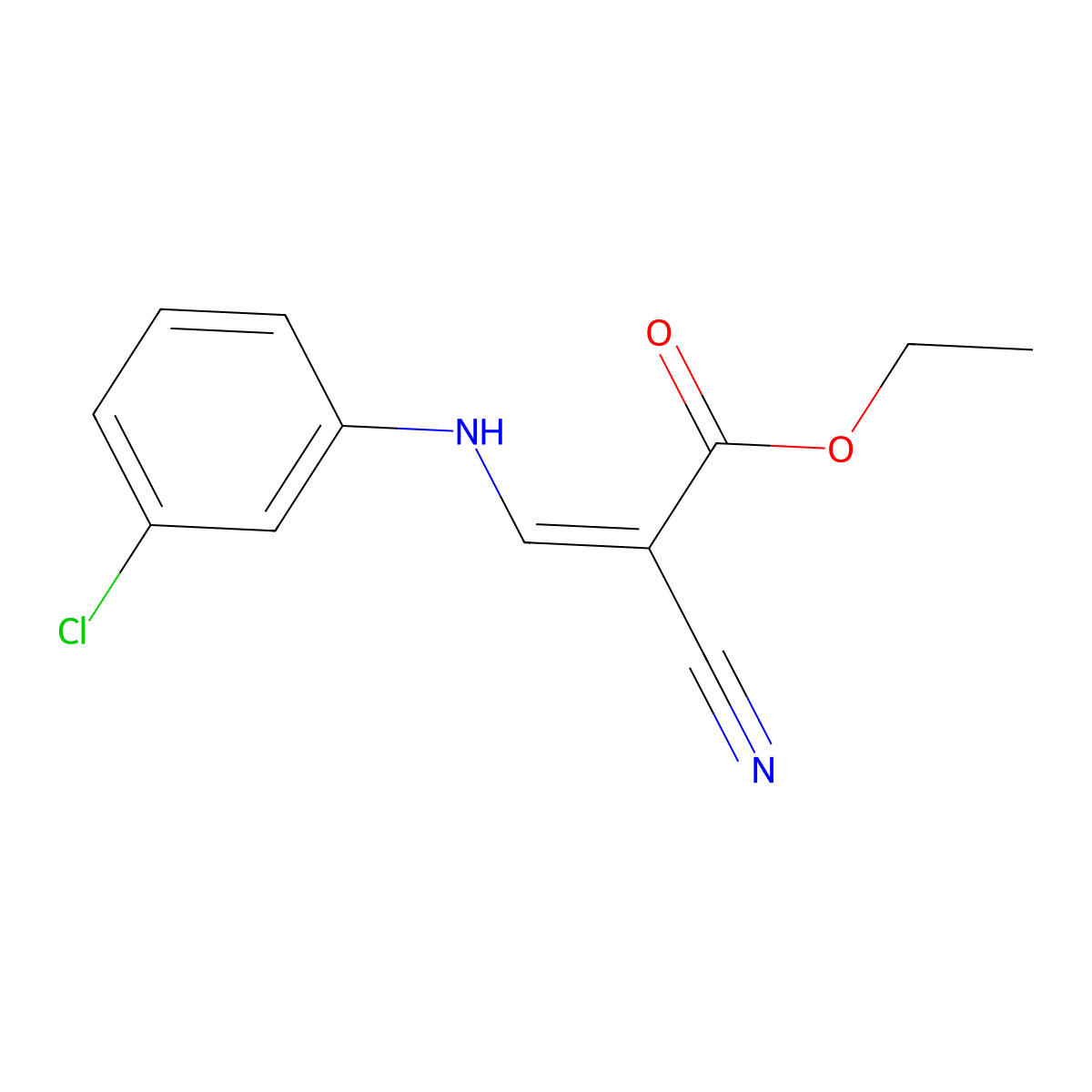 Ethyl 3-(3-chloroanilino)-2-cyanoprop-2-enoate molecular structure, CAS 57338-19-9