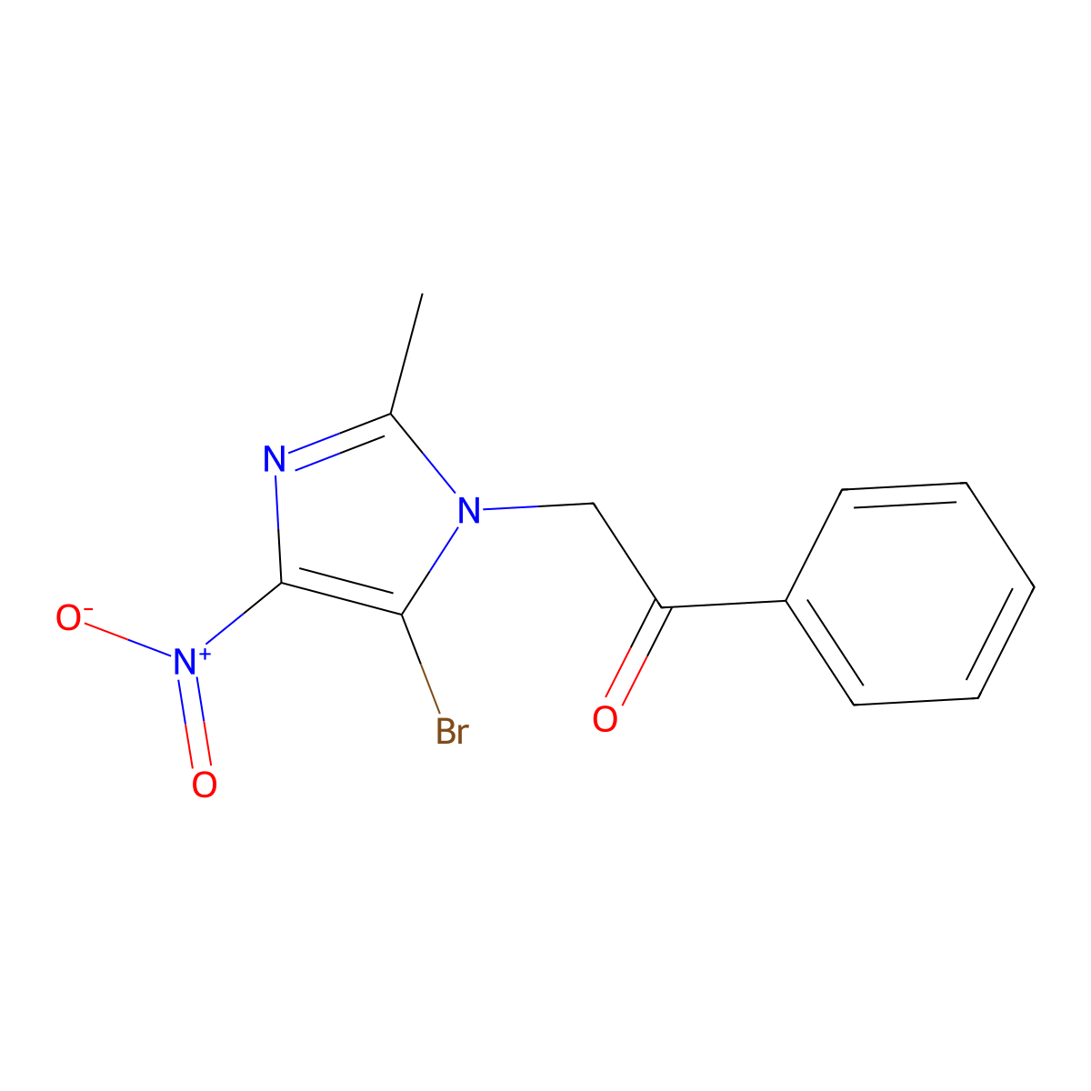 Ethanone, 2-(5-bromo-2-methyl-4-nitro-1H-imidazol-1-yl)-1-phenyl- molecular structure, CAS 57338-58-6