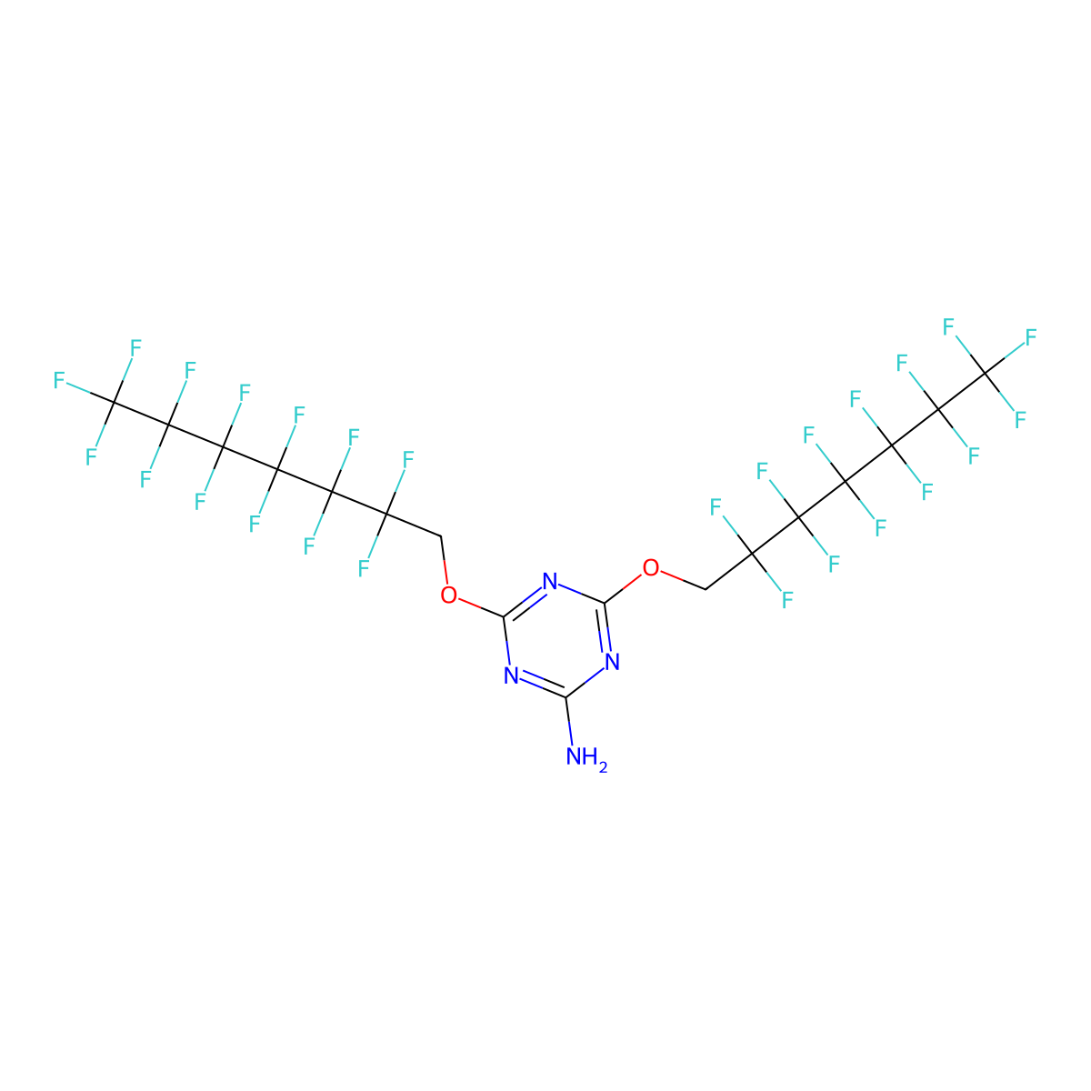 4,6-Bis[(2,2,3,3,4,4,5,5,6,6,7,7,7-tridecafluoroheptyl)oxy]-1,3,5-triazin-2-amine molecular structure, CAS 57338-64-4