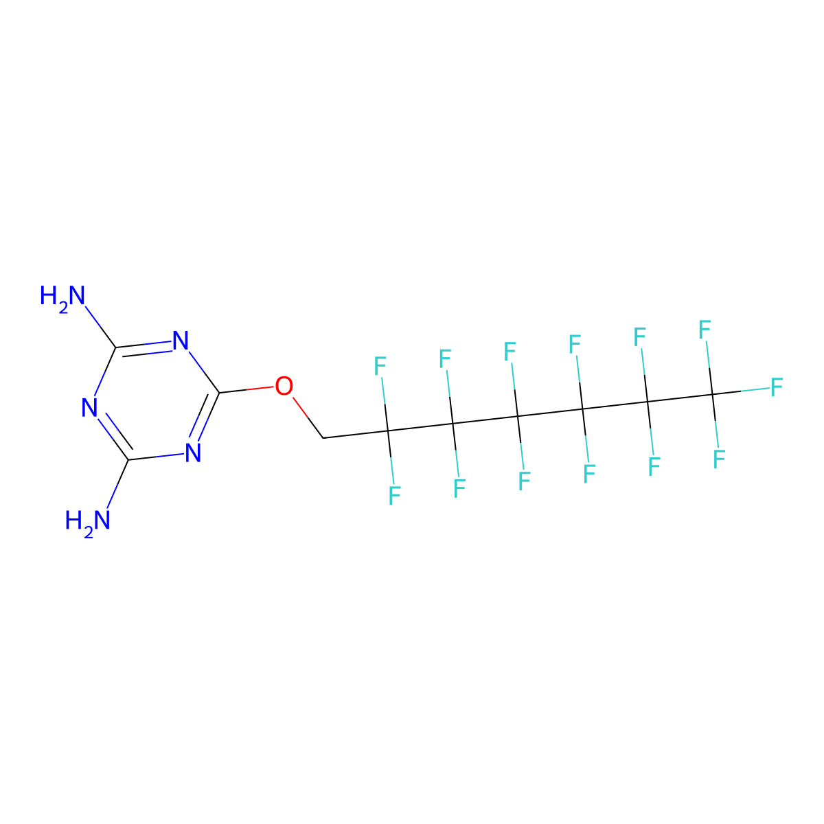6-[(2,2,3,3,4,4,5,5,6,6,7,7,7-Tridecafluoroheptyl)oxy]-1,3,5-triazine-2,4-diamine molecular structure, CAS 57338-65-5