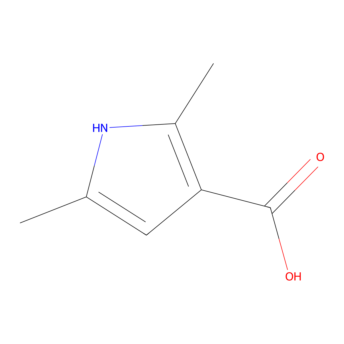 2,5-dimethyl-1H-pyrrole-3-carboxylic acid molecular structure, CAS 57338-76-8