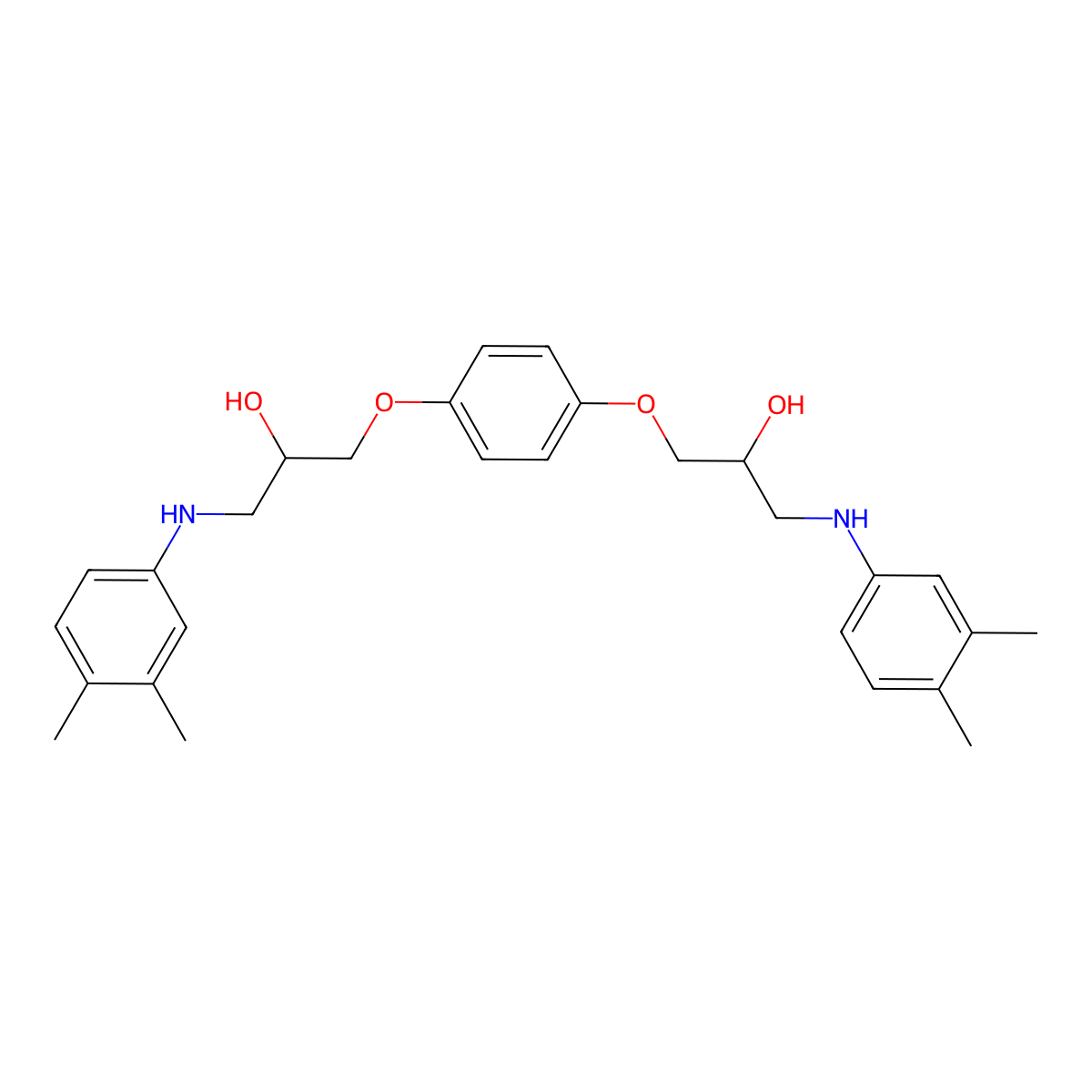 1-(3,4-Dimethylanilino)-3-[4-[3-(3,4-dimethylanilino)-2-hydroxypropoxy]phenoxy]propan-2-ol molecular structure, CAS 5734-10-1