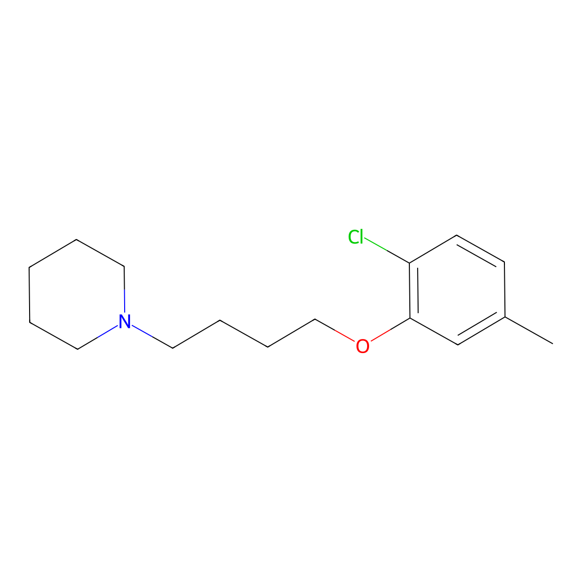 1-[4-(2-Chloro-5-methylphenoxy)butyl]piperidine molecular structure, CAS 5734-40-7