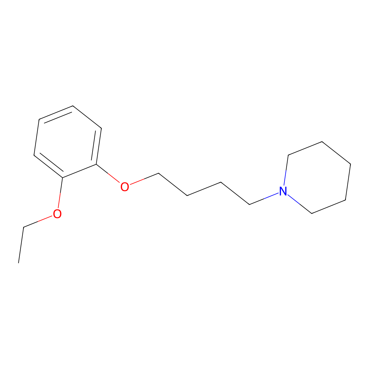 1-[4-(2-Ethoxyphenoxy)butyl]piperidine molecular structure, CAS 5734-47-4