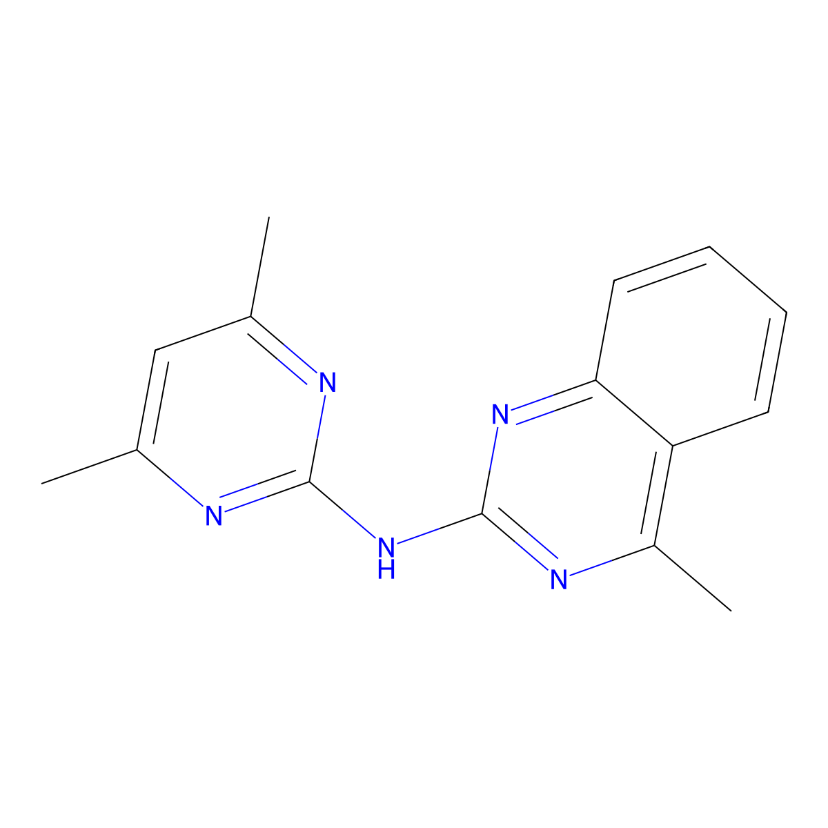 (4,6-Dimethyl-pyrimidin-2-yl)-(4-methyl-quinazolin-2-yl)-amine molecular structure, CAS 5734-57-6