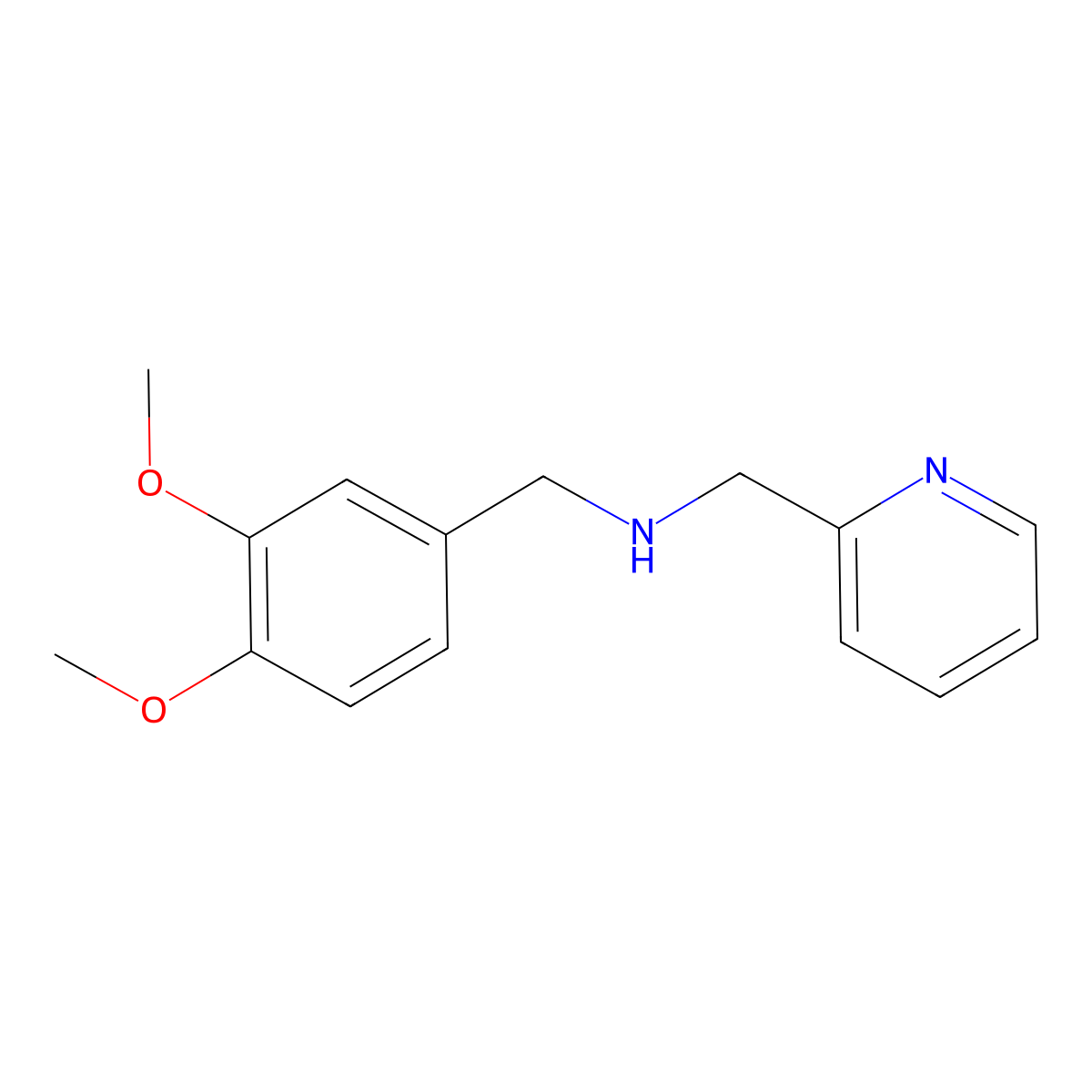 1-(3,4-dimethoxyphenyl)-N-(pyridin-2-ylmethyl)methanamine molecular structure, CAS 57342-15-1
