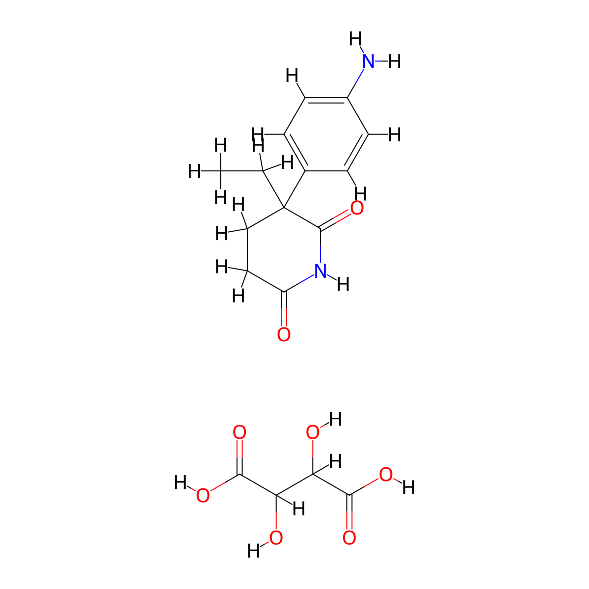 3-(4-Aminophenyl)-3-ethylpiperidine-2,6-dione;2,3-dihydroxybutanedioic acid molecular structure, CAS 57344-88-4
