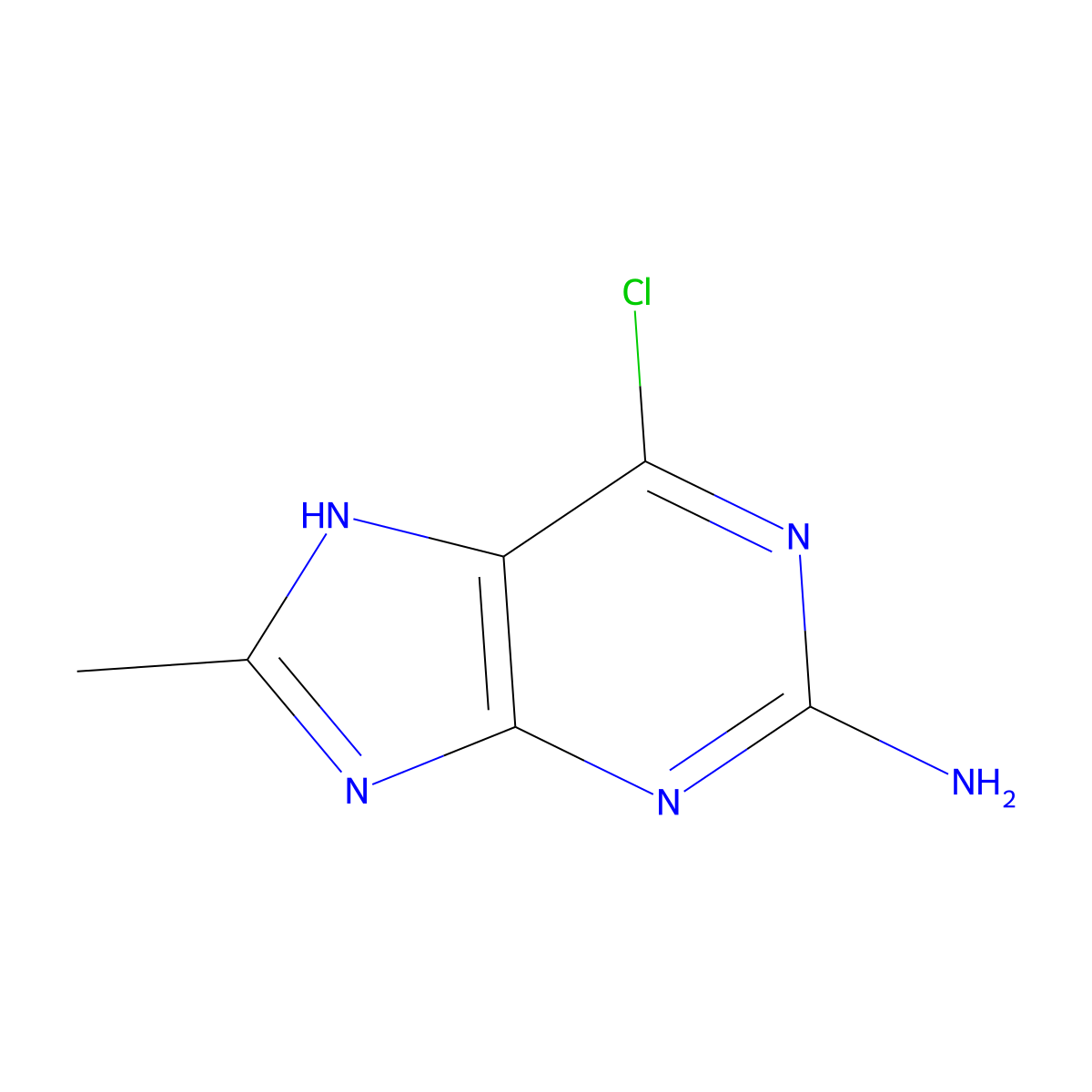 2-Amino-6-chloro-8-methylpurine molecular structure, CAS 57346-44-8