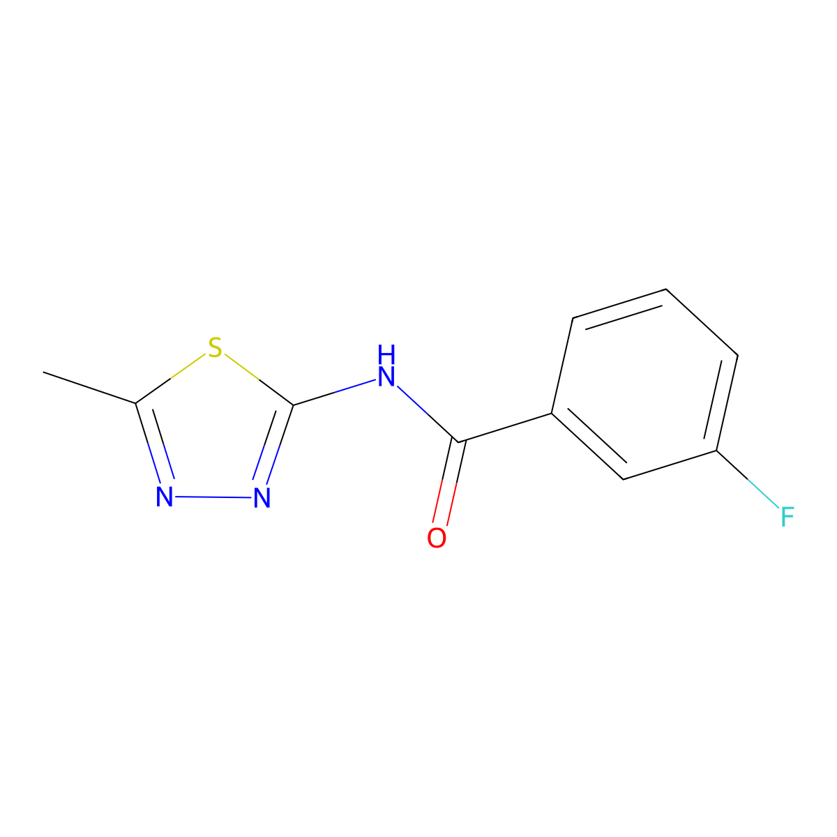 3-fluoro-N-(5-methyl-1,3,4-thiadiazol-2-yl)benzamide molecular structure, CAS 5735-10-4