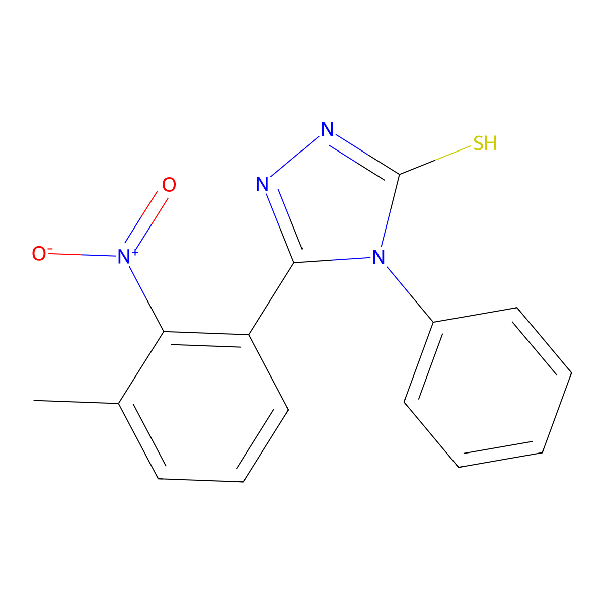 5-(3-Methyl-2-nitro-phenyl)-4-phenyl-4H-[1,2,4]triazole-3-thiol molecular structure, CAS 5735-20-6