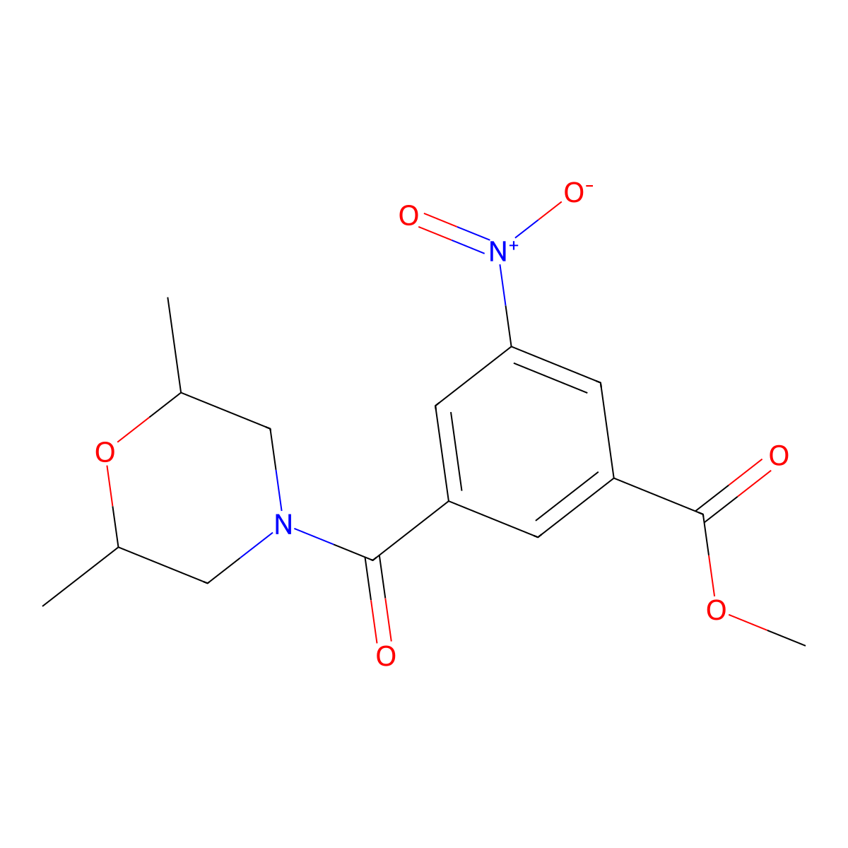 Methyl 3-(2,6-dimethylmorpholine-4-carbonyl)-5-nitrobenzoate molecular structure, CAS 5735-73-9