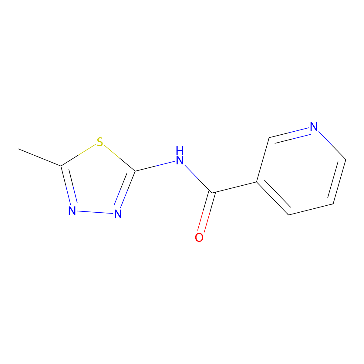 N-(5-methyl-1,3,4-thiadiazol-2-yl)pyridine-3-carboxamide molecular structure, CAS 57352-48-4