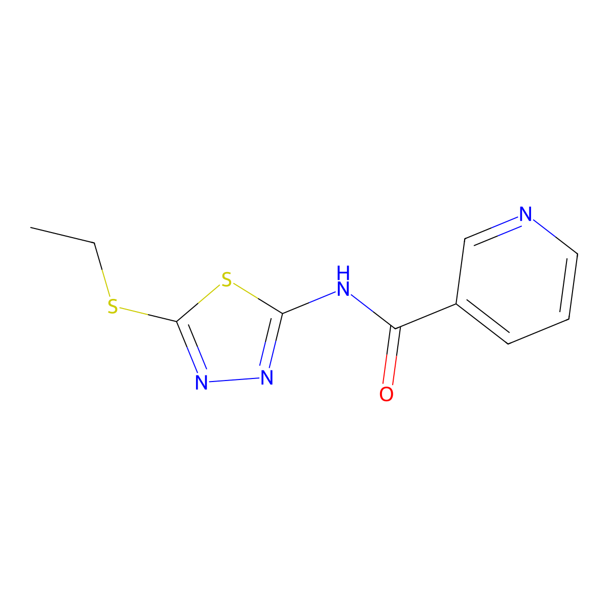 N-(5-ethylsulfanyl-1,3,4-thiadiazol-2-yl)pyridine-3-carboxamide molecular structure, CAS 57352-52-0