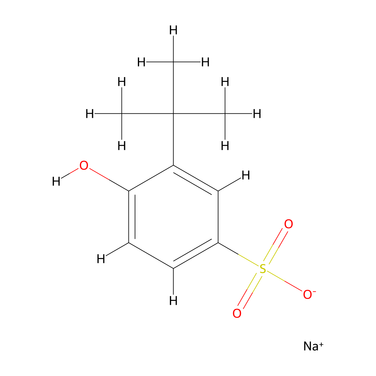 3-t-Butyl-4-hydroxybenzene-sulfonic acid sodium molecular structure, CAS 57354-64-0