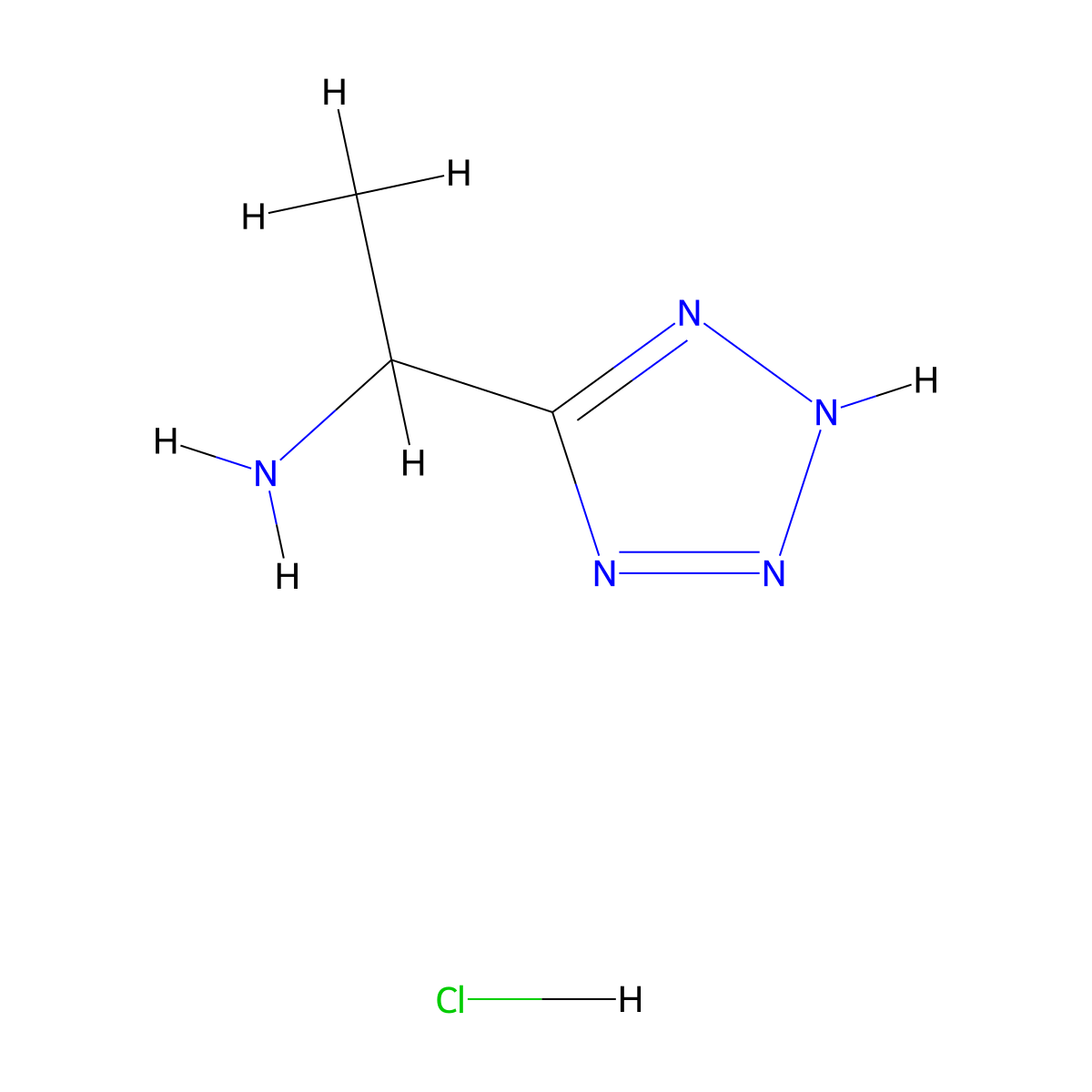 1-(2H-1,2,3,4-tetrazol-5-yl)ethan-1-amine hydrochloride molecular structure, CAS 57355-11-0
