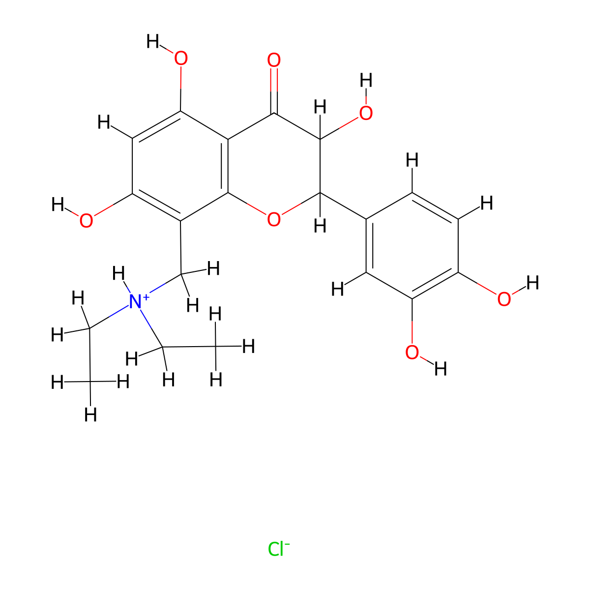 Flavanone, 8-diethylaminomethyl-3,3',4',5,7-pentahydroxy-, hydrochloride molecular structure, CAS 57355-29-0