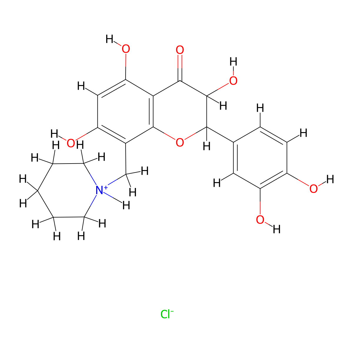 8-Piperidylmethyldihydroquercetin HCl molecular structure, CAS 57355-30-3