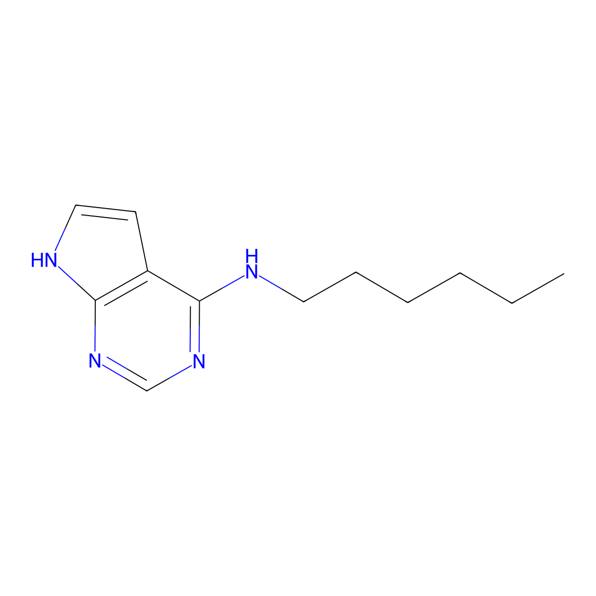 N-Hexyl-7H-pyrrolo[2,3-d]pyrimidin-4-amine molecular structure, CAS 57357-98-9