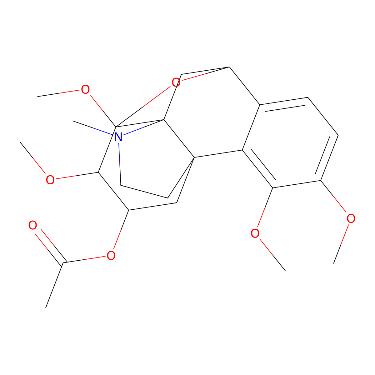 (3,4,11,12-Tetramethoxy-17-methyl-18-oxa-17-azapentacyclo[8.4.3.18,11.01,10.02,7]octadeca-2(7),3,5-trien-13-yl) acetate molecular structure, CAS 57361-74-7