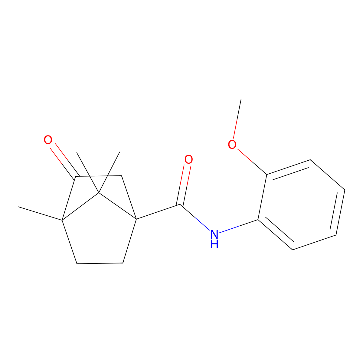 N-(2-methoxyphenyl)-4,7,7-trimethyl-3-oxobicyclo[2.2.1]heptane-1-carboxamide molecular structure, CAS 573669-14-4