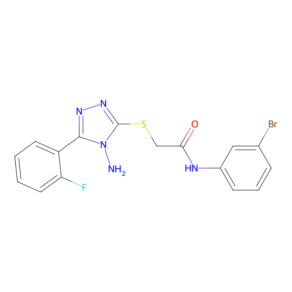 2-[4-amino-5-(2-fluorophenyl)(1,2,4-triazol-3-ylthio)]-N-(3-bromophenyl)acetam ide molecular structure, CAS 573669-28-0