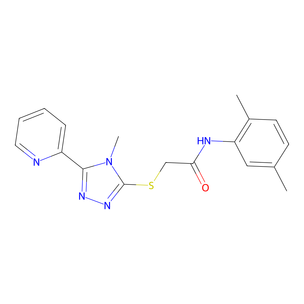 N-(2,5-dimethylphenyl)-2-{[4-methyl-5-(pyridin-2-yl)-4H-1,2,4-triazol-3-yl]sulfanyl}acetamide molecular structure, CAS 573669-34-8